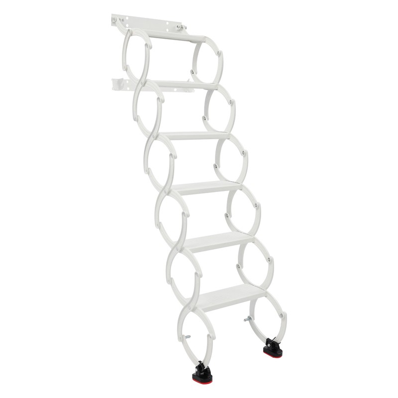 Attic Loft Pull Down Ladder 6 Step Wall Mounted Folding Loft Ladder Stairs White gallery