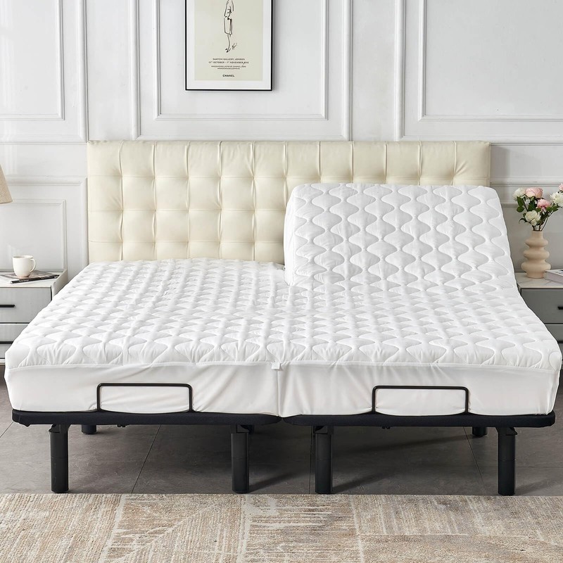 Kingnex Quilted Waterproof Split Top Queen Mattress Protector for Adjustable ... gallery