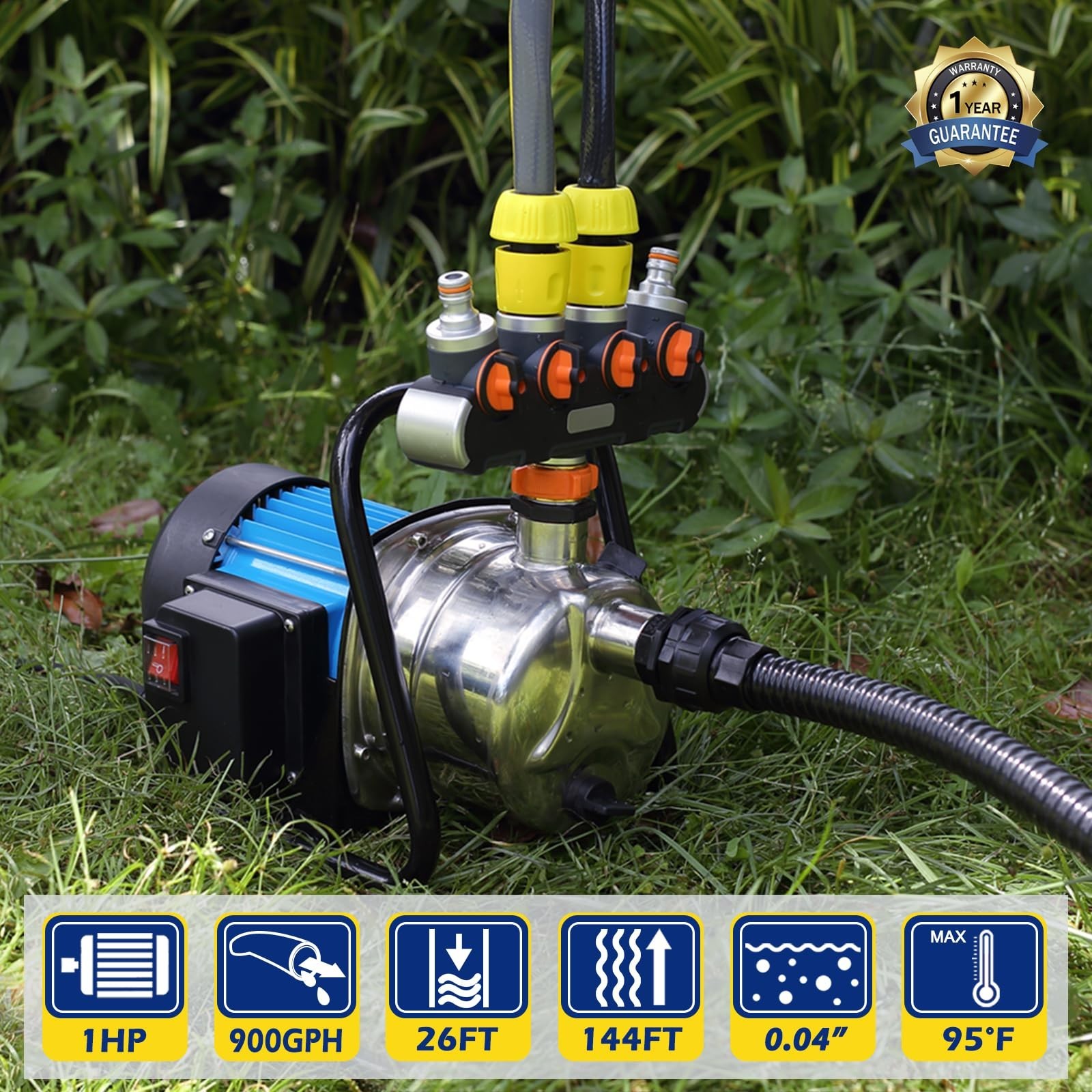 FLUENTPOWER 1HP Portable Garden Transfer Pump, 900GPH Electric Sprinkler Boos... gallery