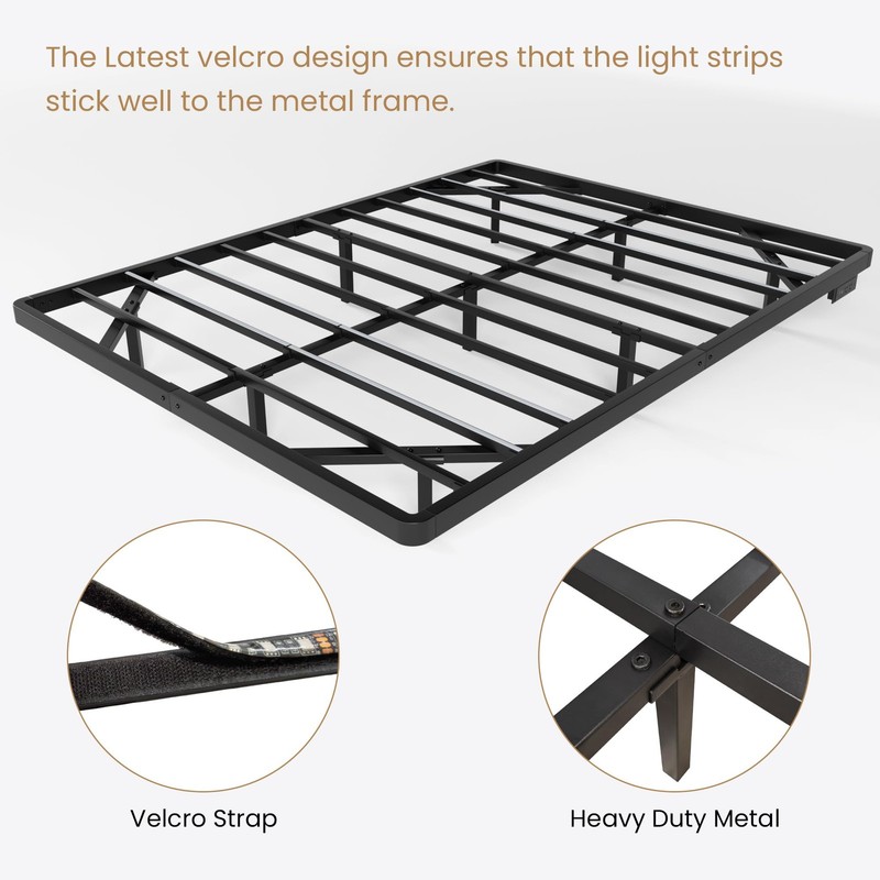 SHA CERLIN Floating Bed Frame Full Size with Smart LED Lights and Charging St... gallery