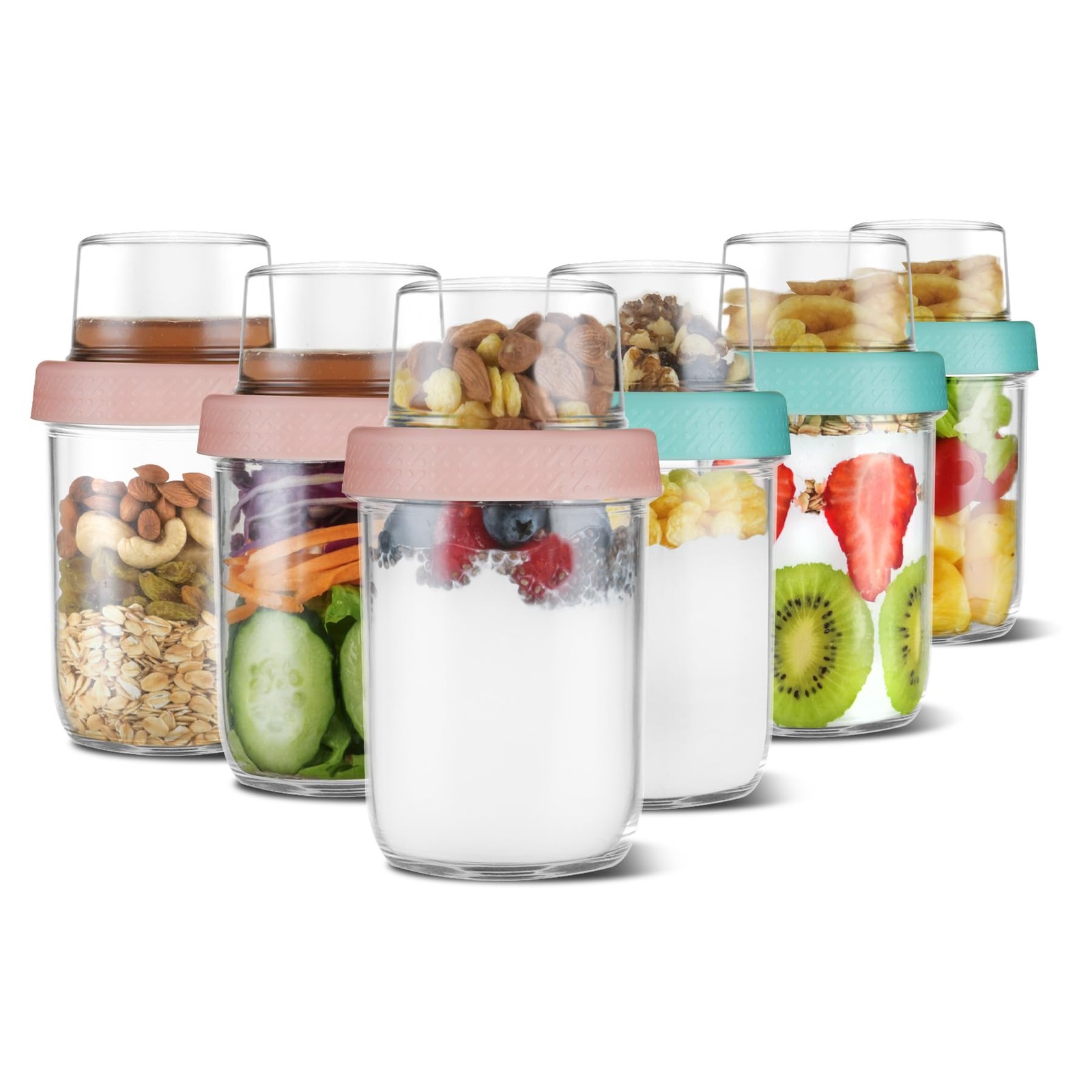 4oz 16 oz Glass Overnight Oats Containers with Lids 6Pack, Yogurt Parfait Cups w gallery