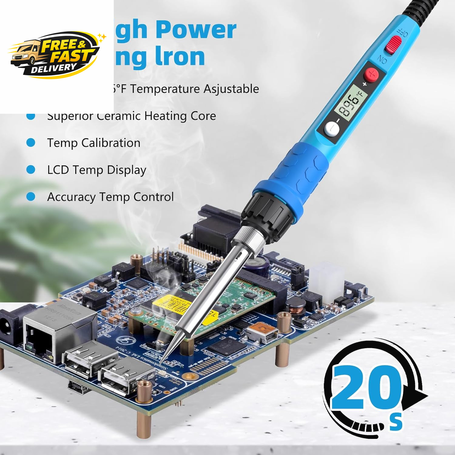 Soldering Iron Kit, 80W 110V LCD Digital Solder Iron Pen with Ceramic Heater, gallery