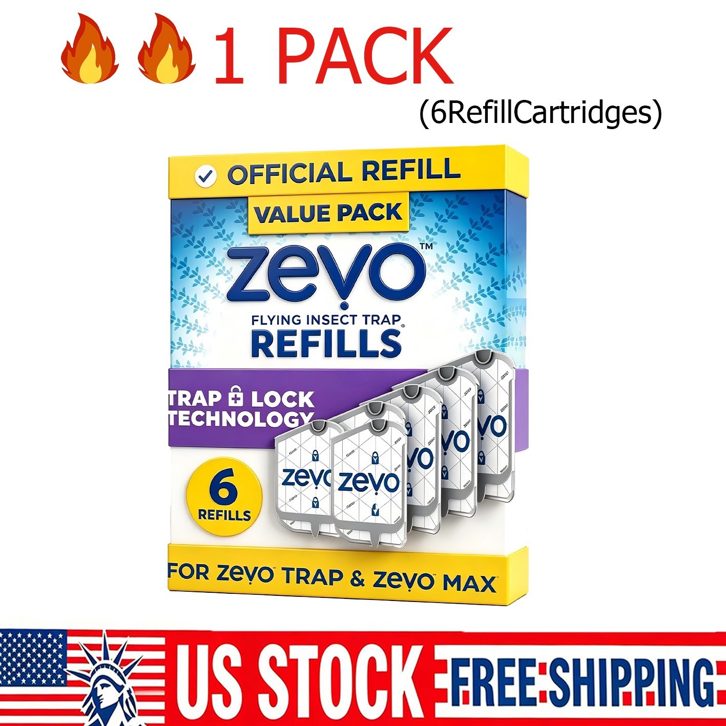 1 Pcs Zevo Flying Insect Trap Refill Cartridges Easy to Use (6 Refill Cartridges gallery