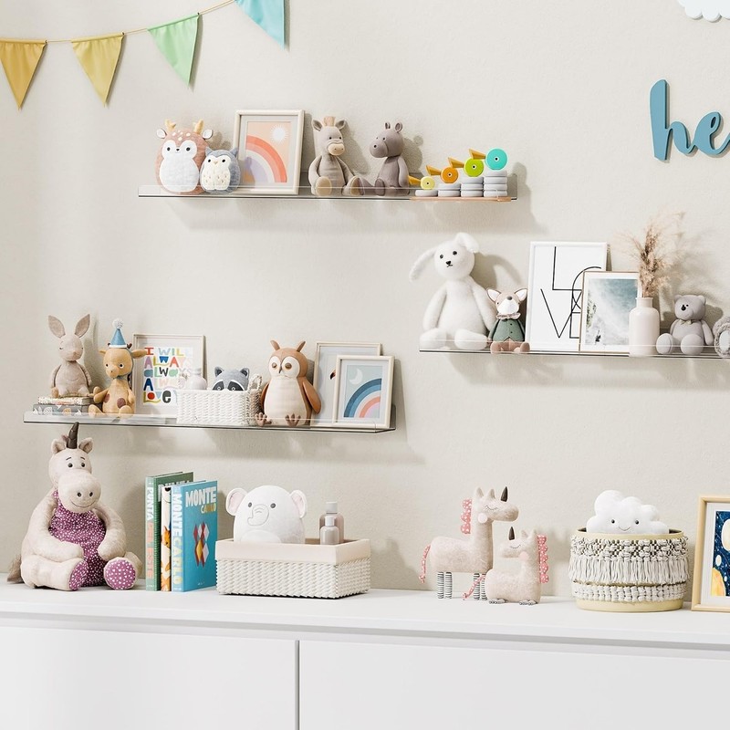 upsimples 6 Pack Acrylic Floating Wall Shelves 15" x 4“ - Clear gallery