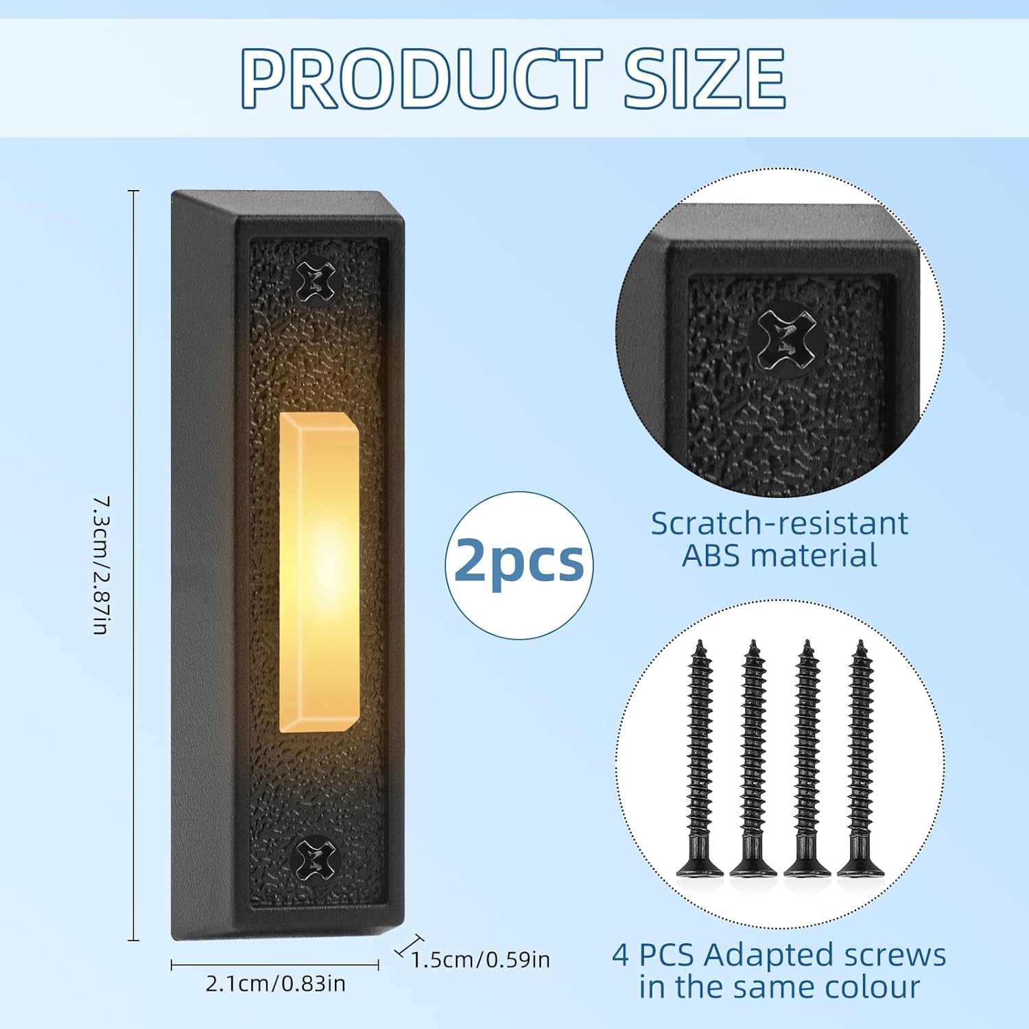 2 Pcs Lighted Doorbell Button, Wired Door Bell Push Buttons LED Door Chime, Wall gallery