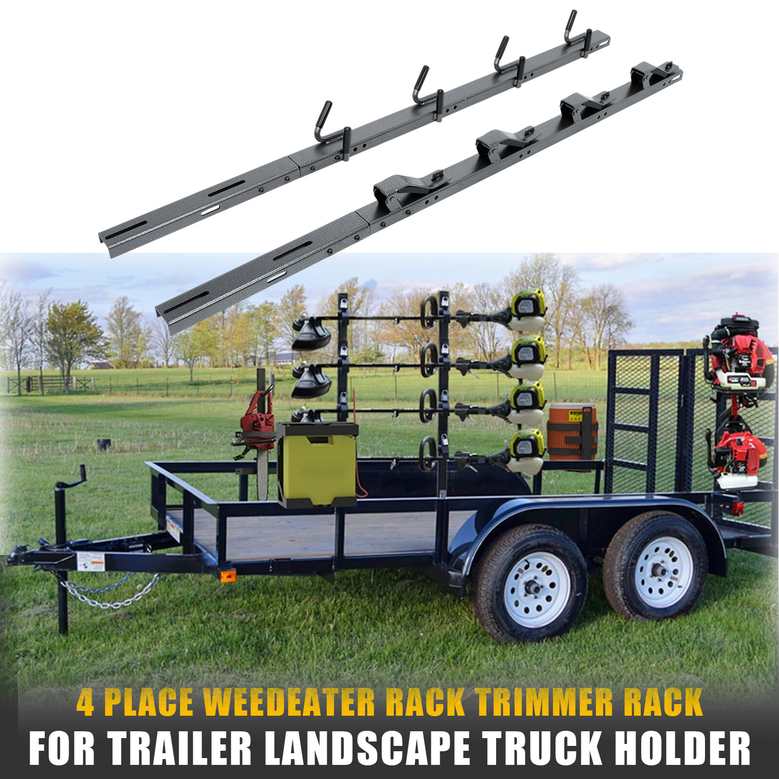 4 Place Weedeater Rack Trimmer Rack for Open Trailer Lockable Weed Eater Racks gallery