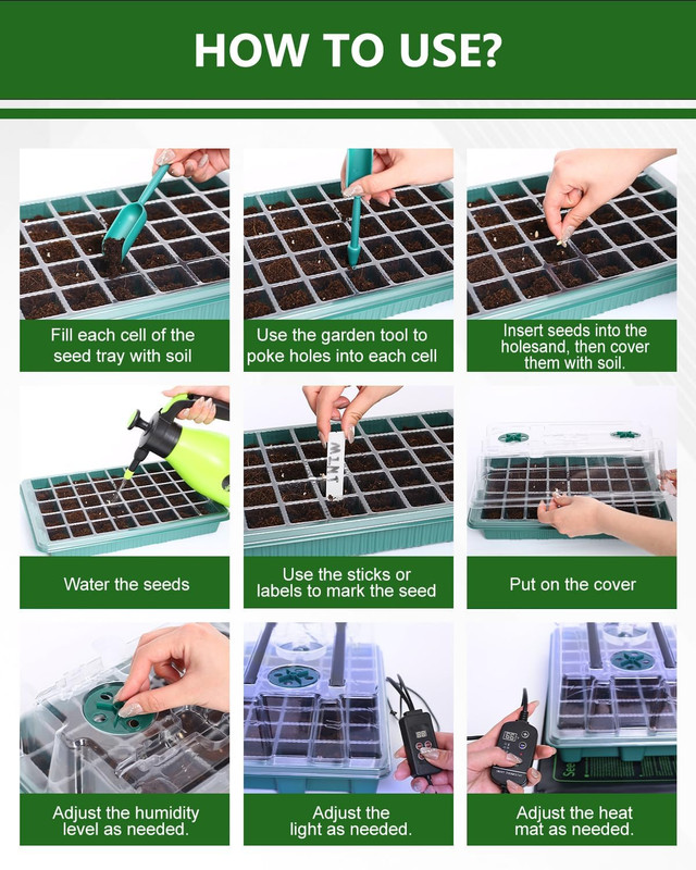 40 Cell Seed Starter Kit with Grow Light Heating Mat Indoor Plant Propagation gallery