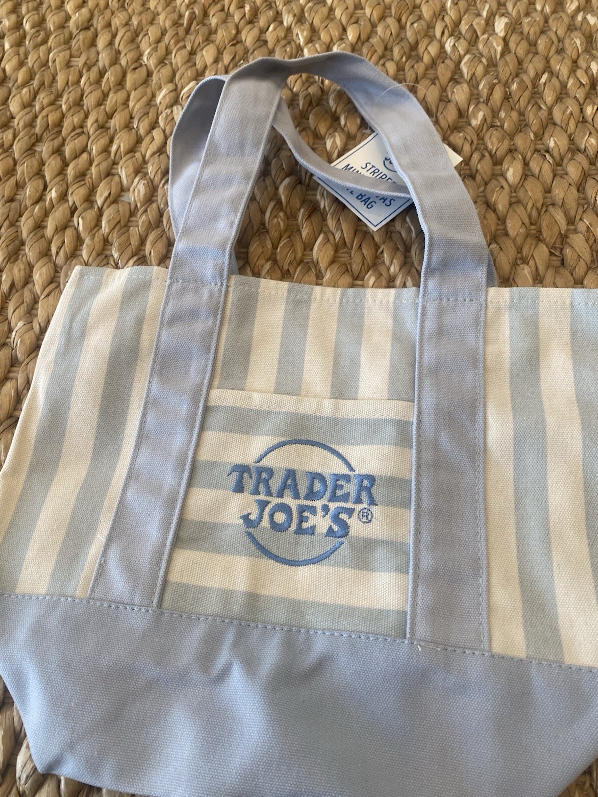 Trader Joe’s Mini Pastel Stripe Canvas Tote Bag Limited Edition Set Of 4 gallery