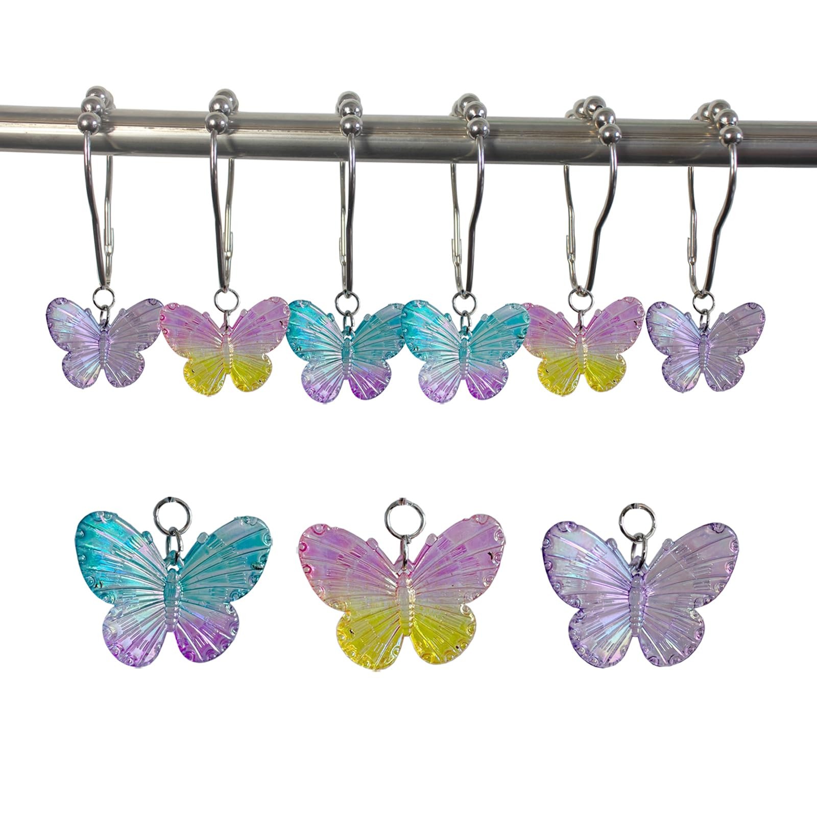 Butterfly Shower Curtain Hooks Rings,12Pcs Colorful Resin Pendants Accessorie... gallery