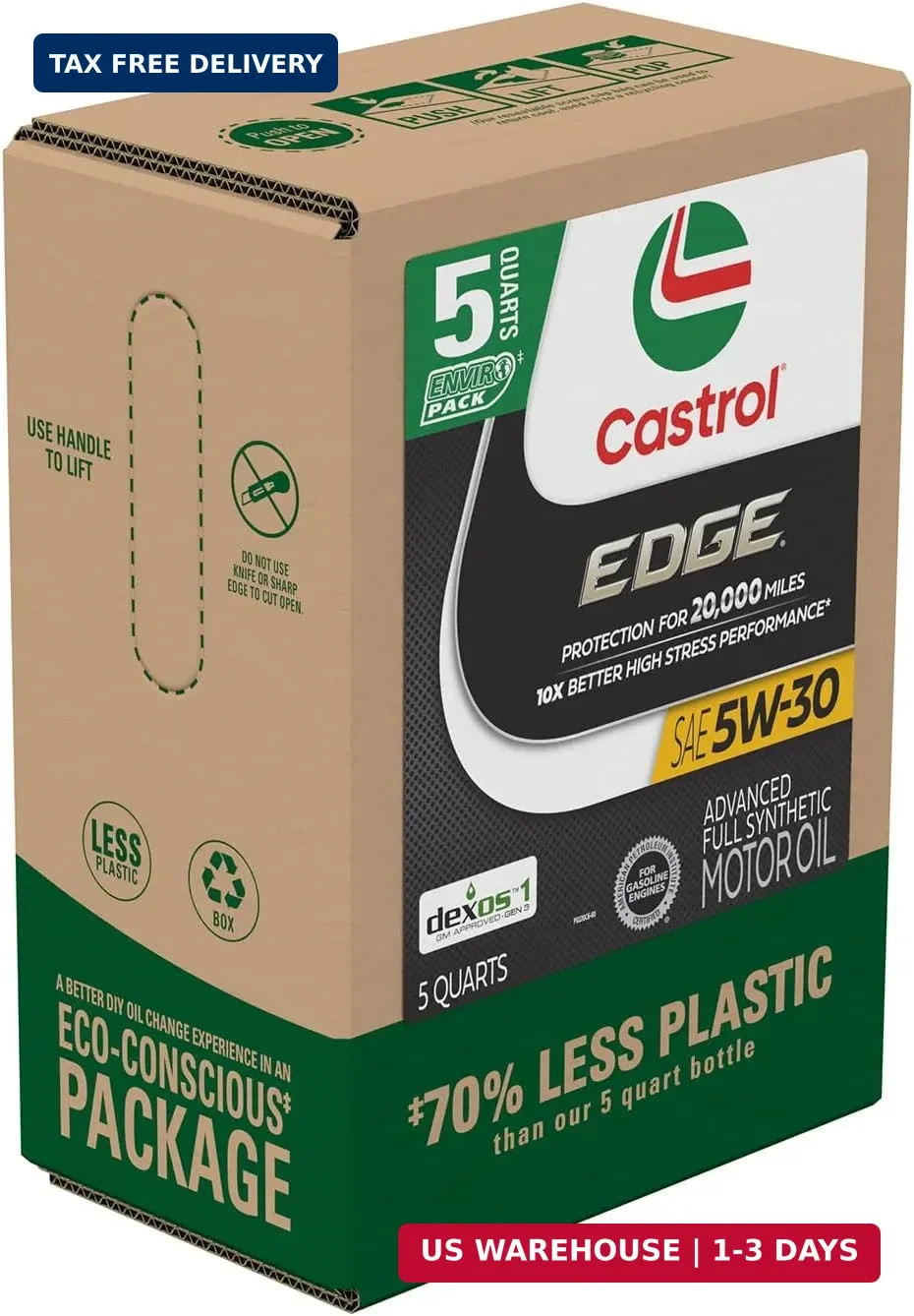Castrol EDGE 5W-30 Advanced Full Synthetic Motor Oil, 5 Quarts, Eco Pack gallery