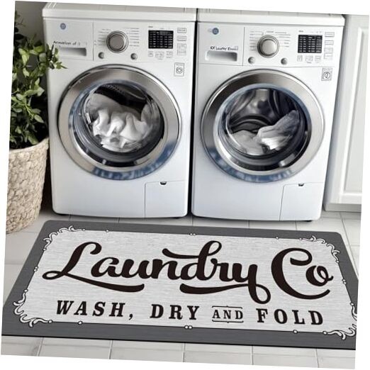 Laundry Room Rug Runner 20 * 47, Non Slip Laundry Rug Kitchen 20x47in White gallery
