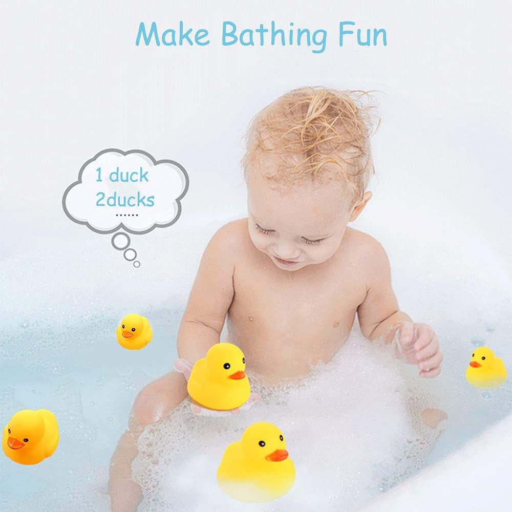10Pcs Mold Free Yellow Rubber Ducks Waterproof Bath Duck Toys for Toddlers Boys gallery