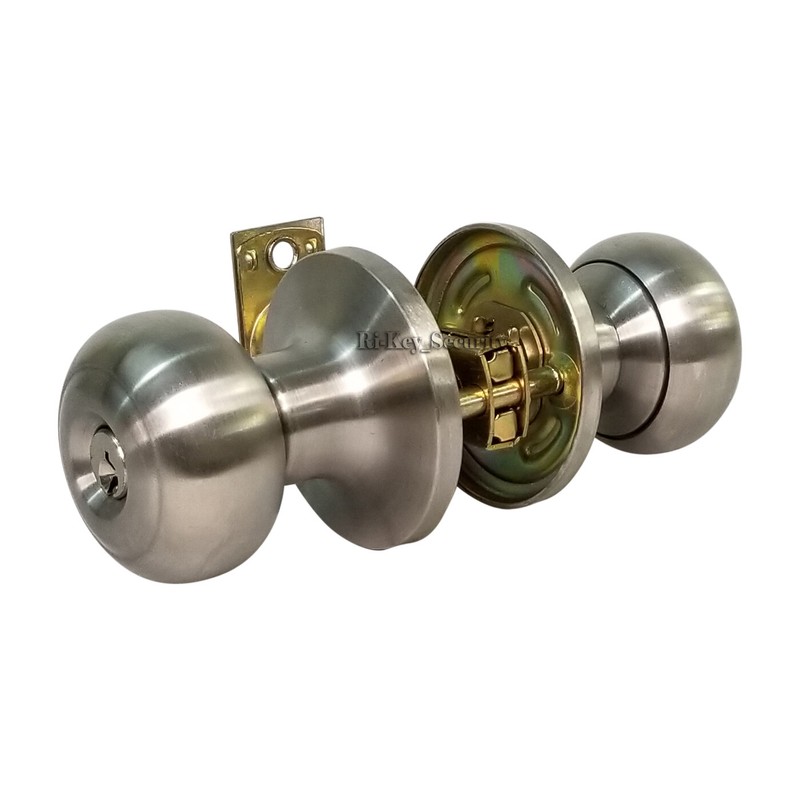 High Quality Door Knob Lock Entry Keyed Cylinder 3 Keys Exterior Interior Kw1 SS gallery