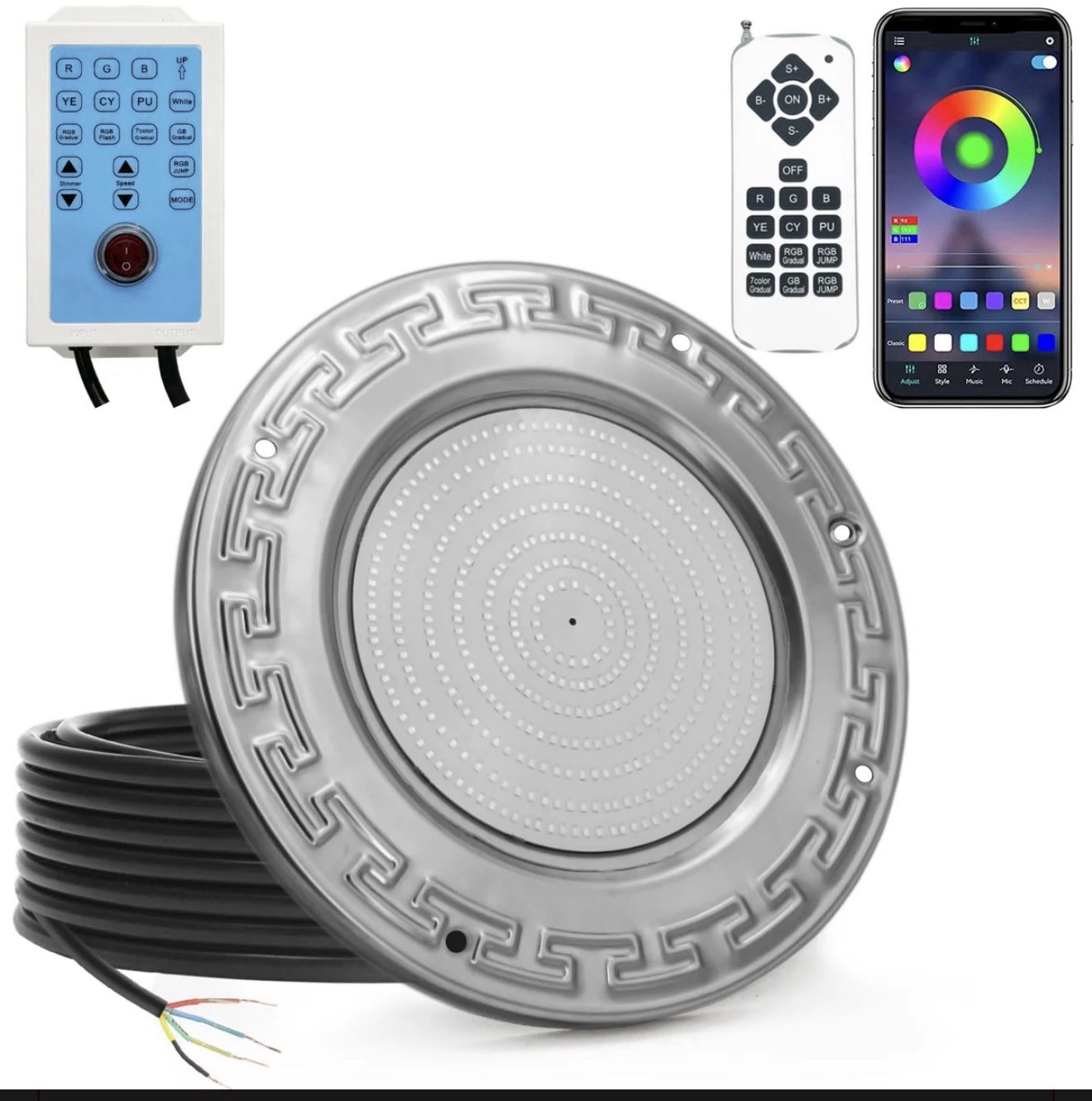 Pool Lights for Inground Pool, 60W 10 Inch LED Inground Pool Light w/ Controller gallery