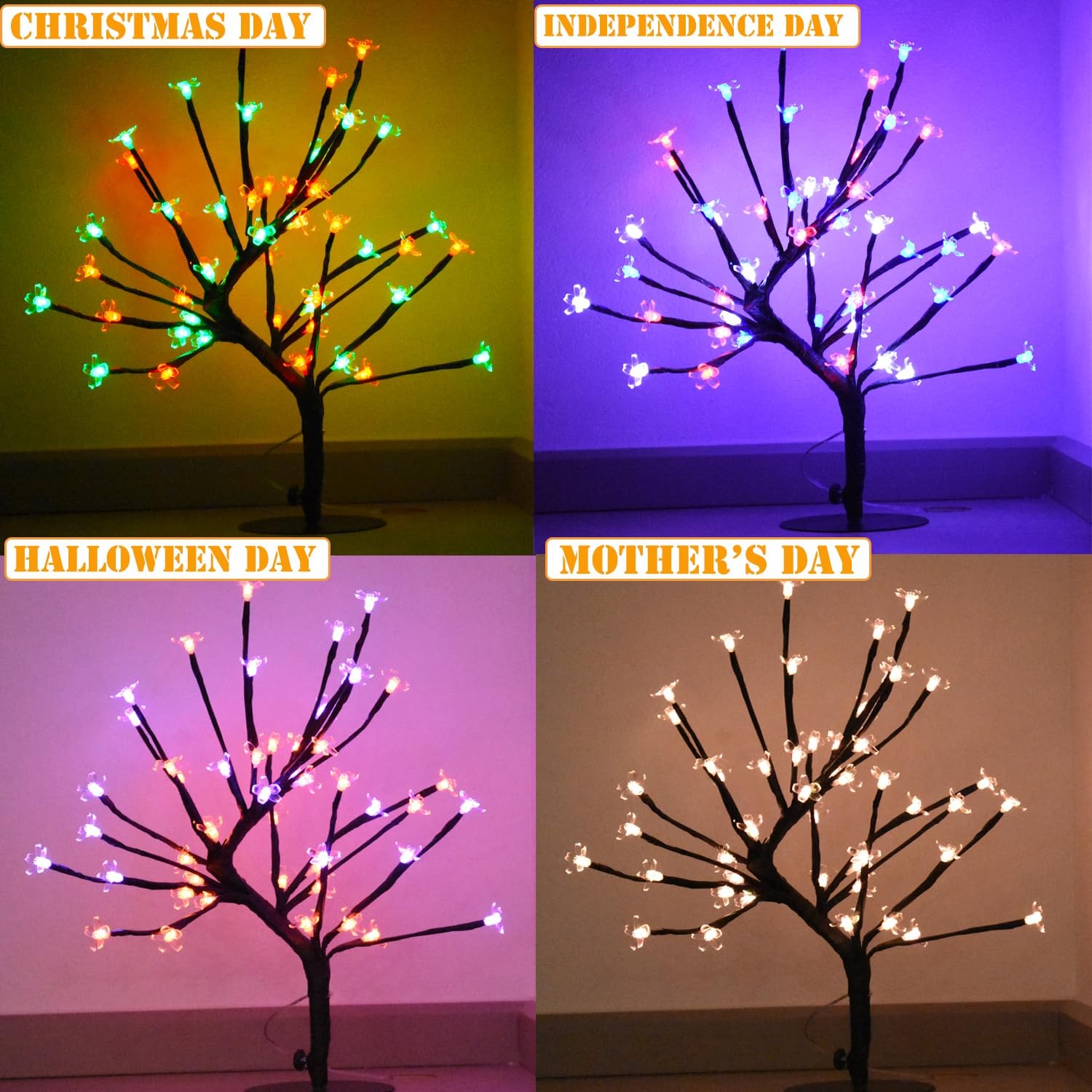 48 LED Cherry Blossom Tree Light ColorChanging Lamp Artificial Bonsai Remote gallery