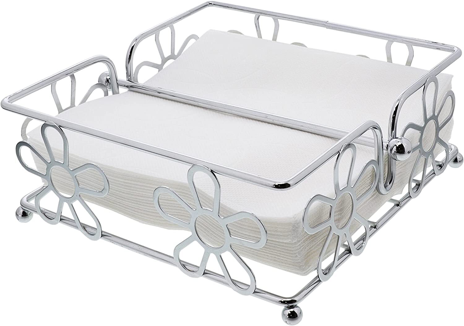 Chrome Napkin Holder with Flower Design gallery