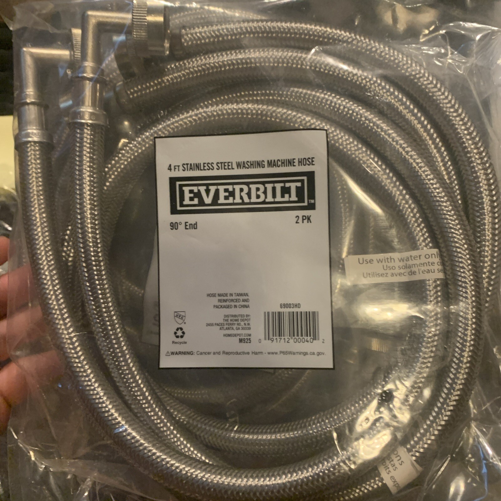Everbilt 4 ft. Polymer Coated Stainless Steel Washing Machine Connector (2-Pack) gallery