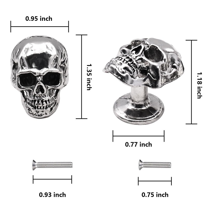 6 Pack Skull Skeleton Drawer Knobs, Vintage Single Hole Cabinets Pulls for Drawe gallery