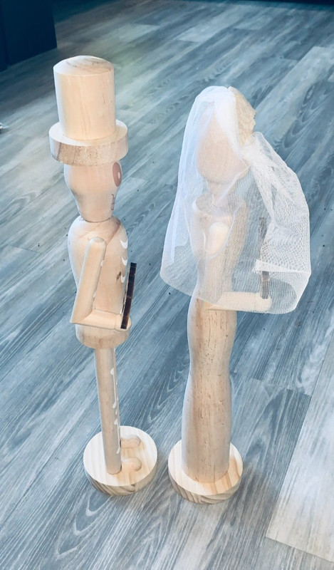 Make Market Skeleton Nutcracker Bride Groom Wood 21 IN DIY NWT $50 gallery