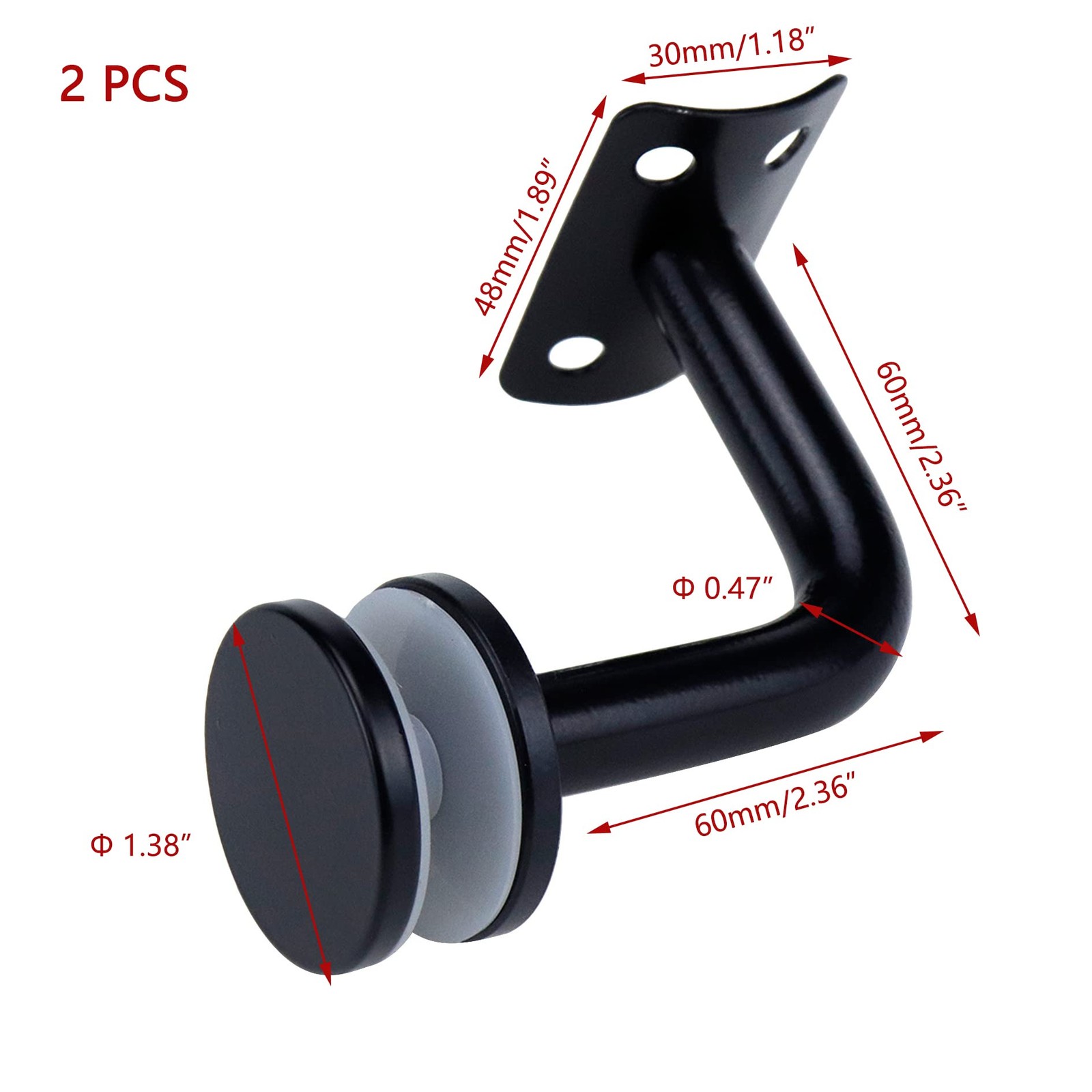 2 Pcs Stainless Steel Handrail Bracket Glass Staircase Hand Rail Heavy Duty W... gallery