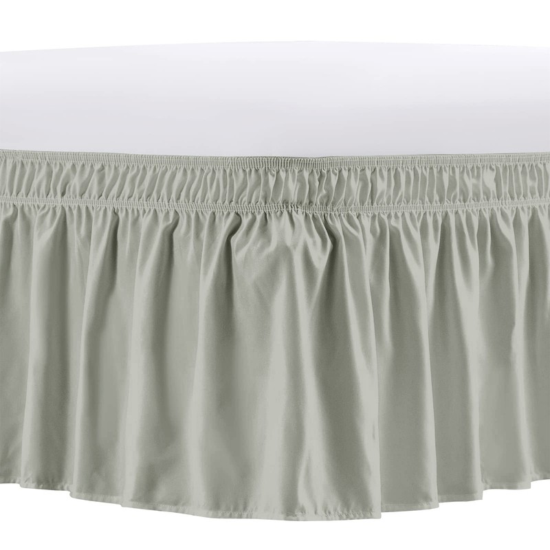 Elastic Dust Bed Ruffled Skirt Wrap Ruffle Around Bed Dressing Easy Fit 15"Drop gallery