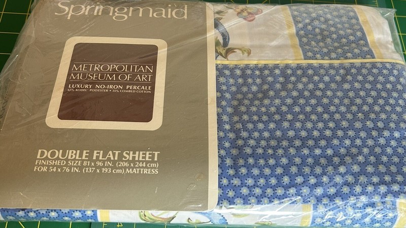 2 Vintage Springmaid Double Flat Sheets NOS 81 x 96 MMA Porcelain Basket Pattern gallery