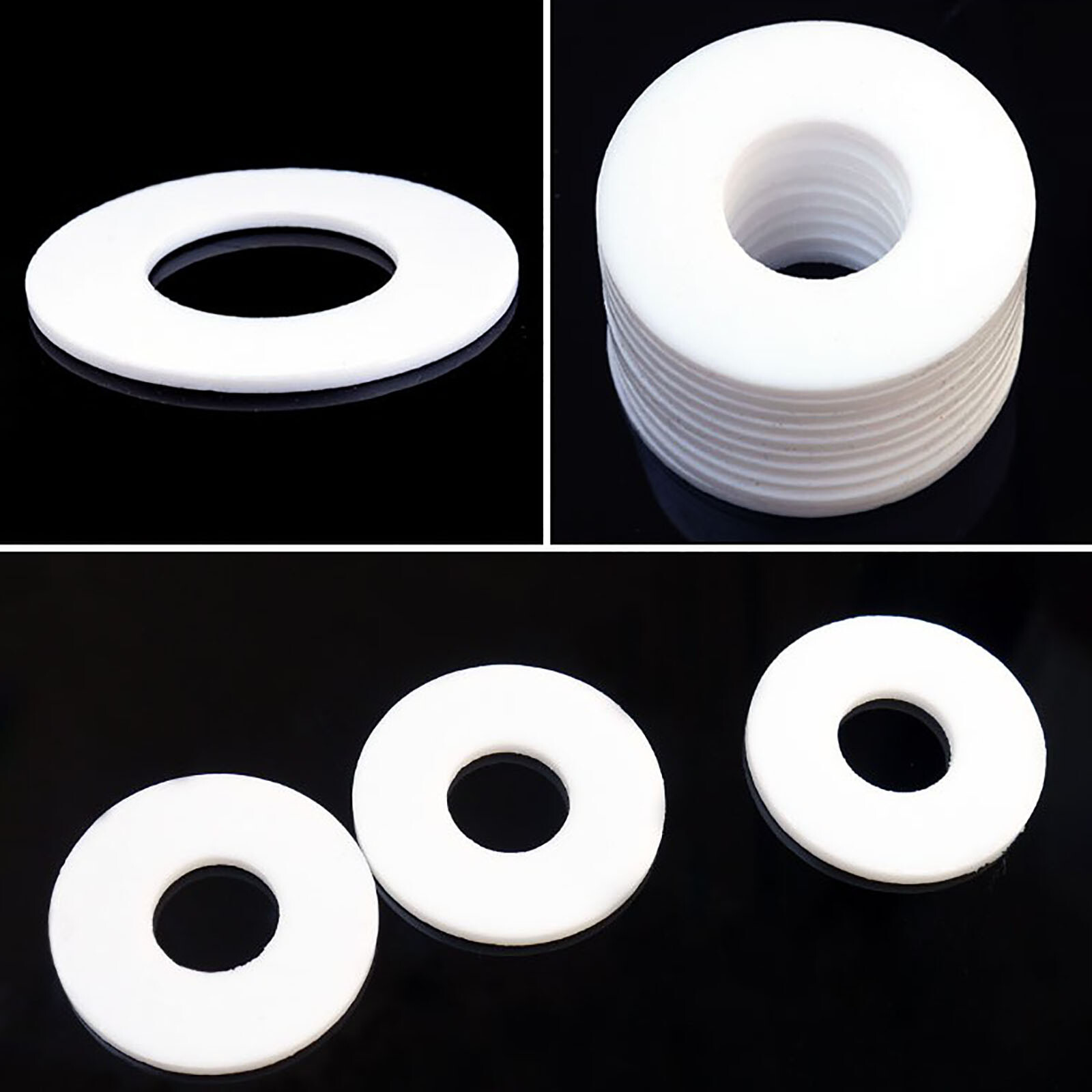 PTFE Washer / Spacers 2/3mm Thick Flat Ring Seal Gasket White ID 6mm-325mm gallery