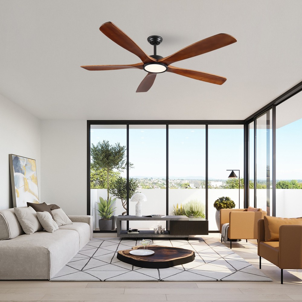 72 In Ceiling Fan with Light 5 Solid Blades for Living Room Bed Room Dining Room
