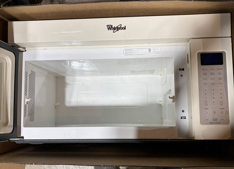 Maytag Over The Range Microwave Bisque with mounting bracket & glass tray, used gallery