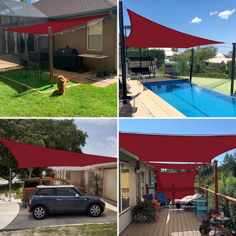 5-24ft Red Rectangle Waterproof Sun Shade Sail Mesh Net Cover UV Block Garden gallery