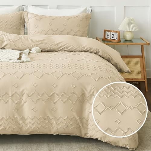 Boho Duvet Cover Set - Tufted Comforter Set with Boho Twin(68"×90") 26 - Beige gallery