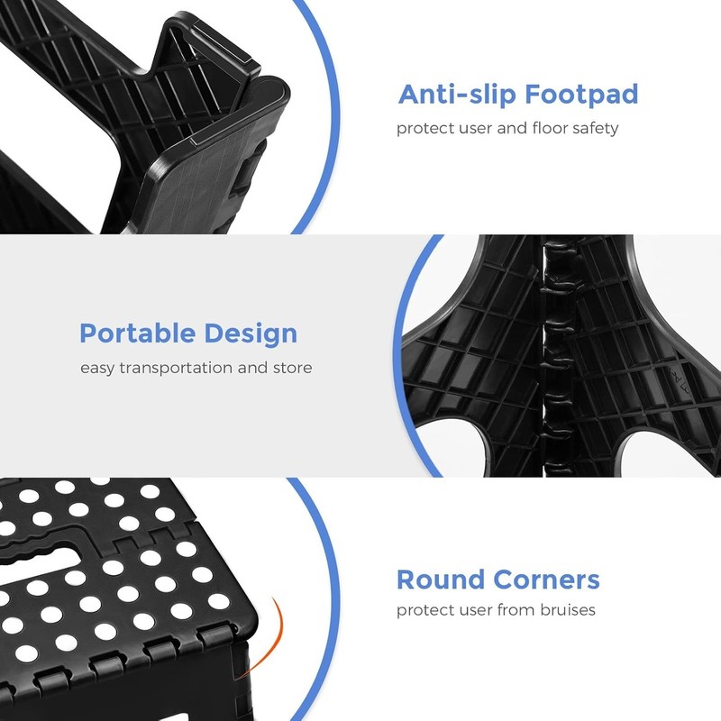 1-2PC Folding Step Stool Plastic Foldable Stools Non-Slip Portable 9" 11" 13" gallery