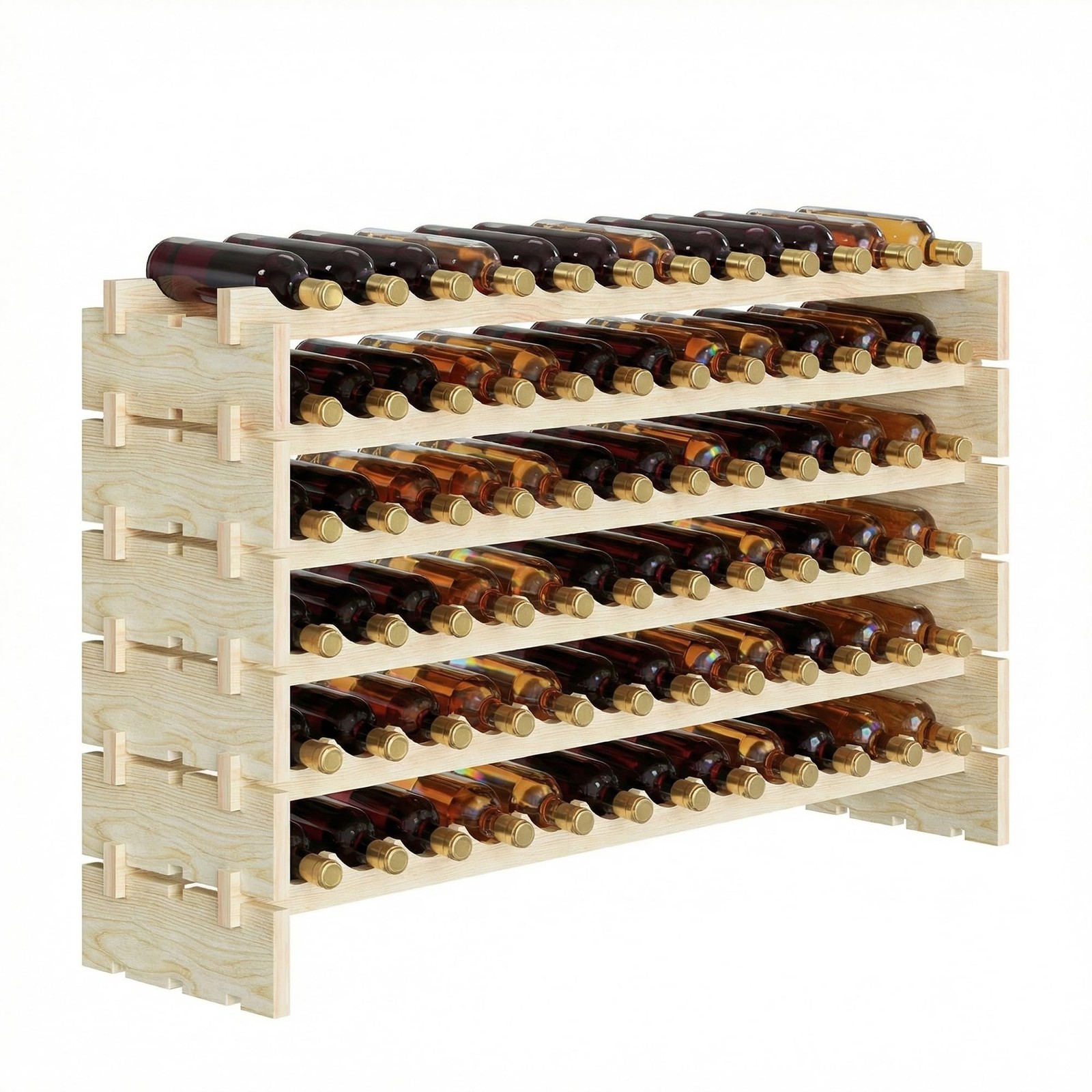 ZENY 72 Bottles Stackable Modular Wine Rack, Freestanding 72 Bottles, Wooden gallery