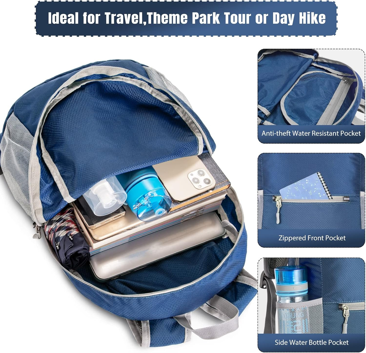 Ultra Lightweight Hiking Backpack 20L, Packable Small Backpacks Water Resistant 3