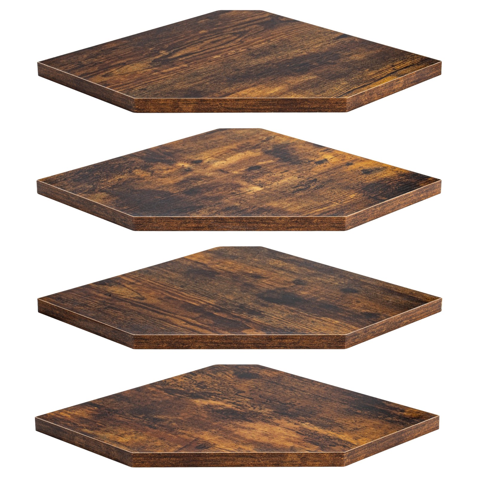 4 PCS Corner Floating Shelves Wall Mount Rustic Wood Storage Display Brown gallery