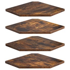 4 PCS Corner Floating Shelves Wall Mount Rustic Wood Storage Display Brown