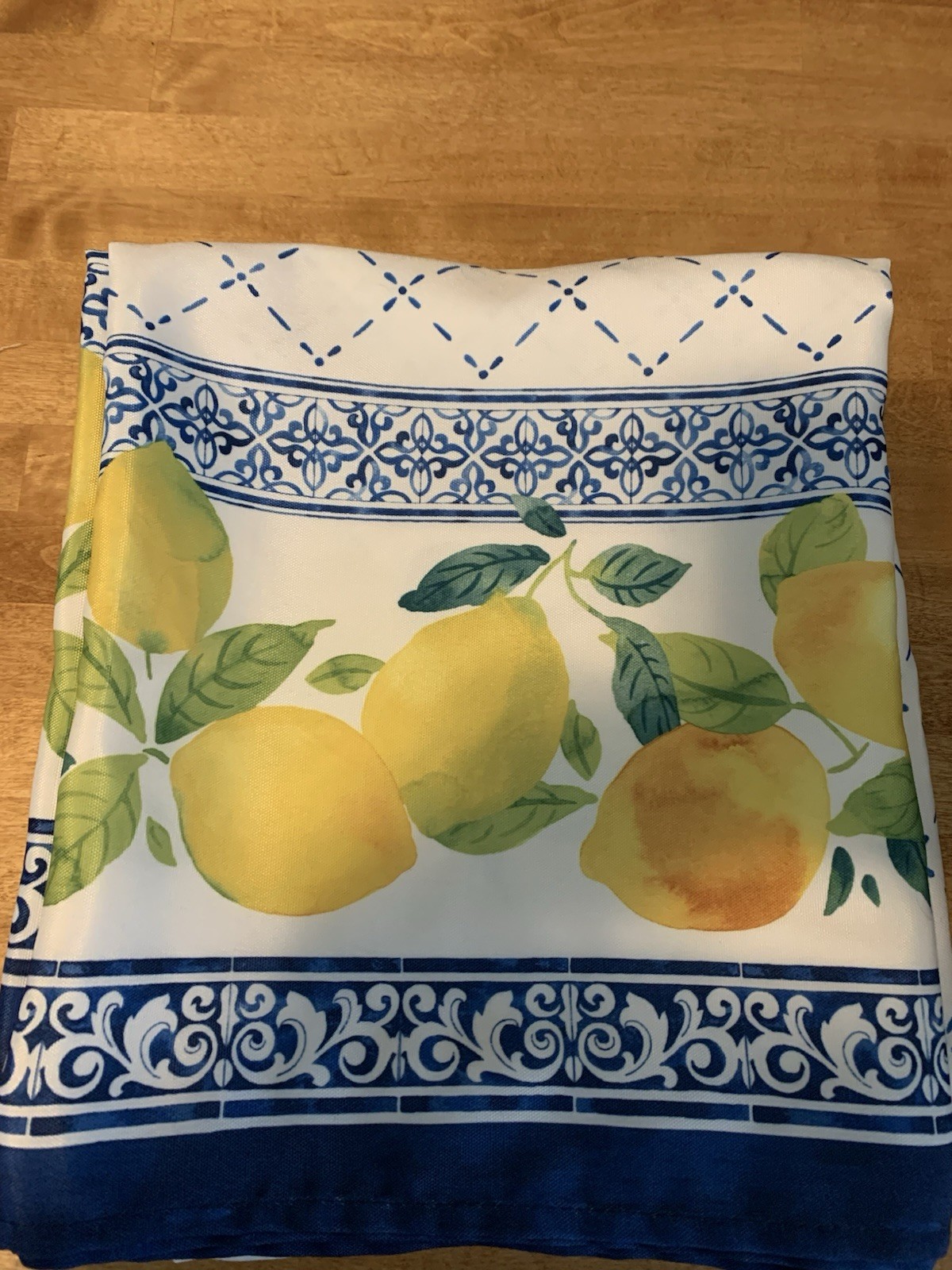 Tablecloth 59 x 102 Inches Lemon Border Botanical Rectangle Blue White Yellow gallery