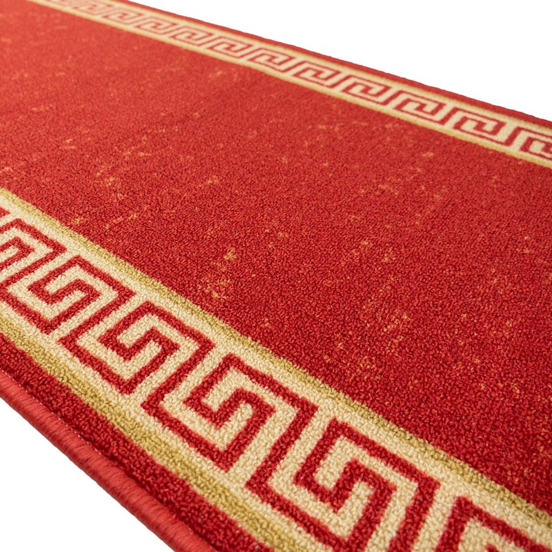 Custom Size Low Profile Loop Pile Meander Greek Key RED Desing Runner Rug Carpet gallery