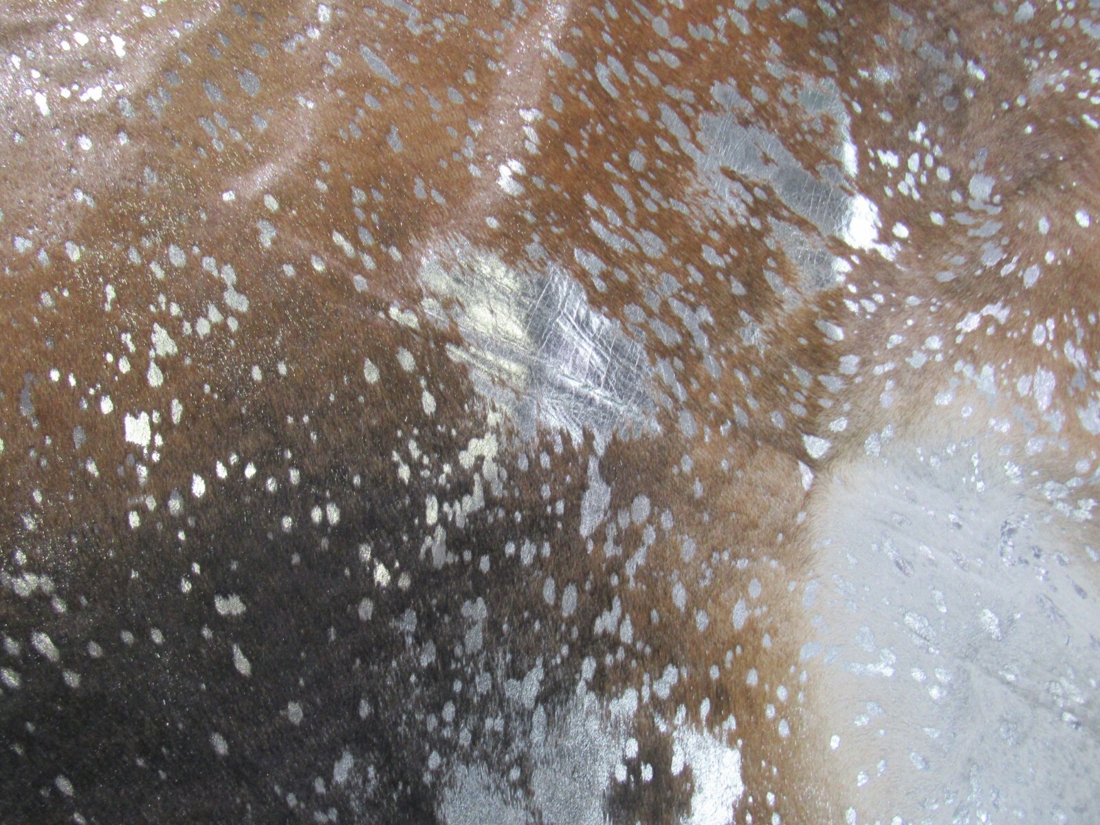 Natural Brown Cowhide Rug w/d Silver Metallic Acid Washed (Gorgeous)9x7 ft O-115 gallery