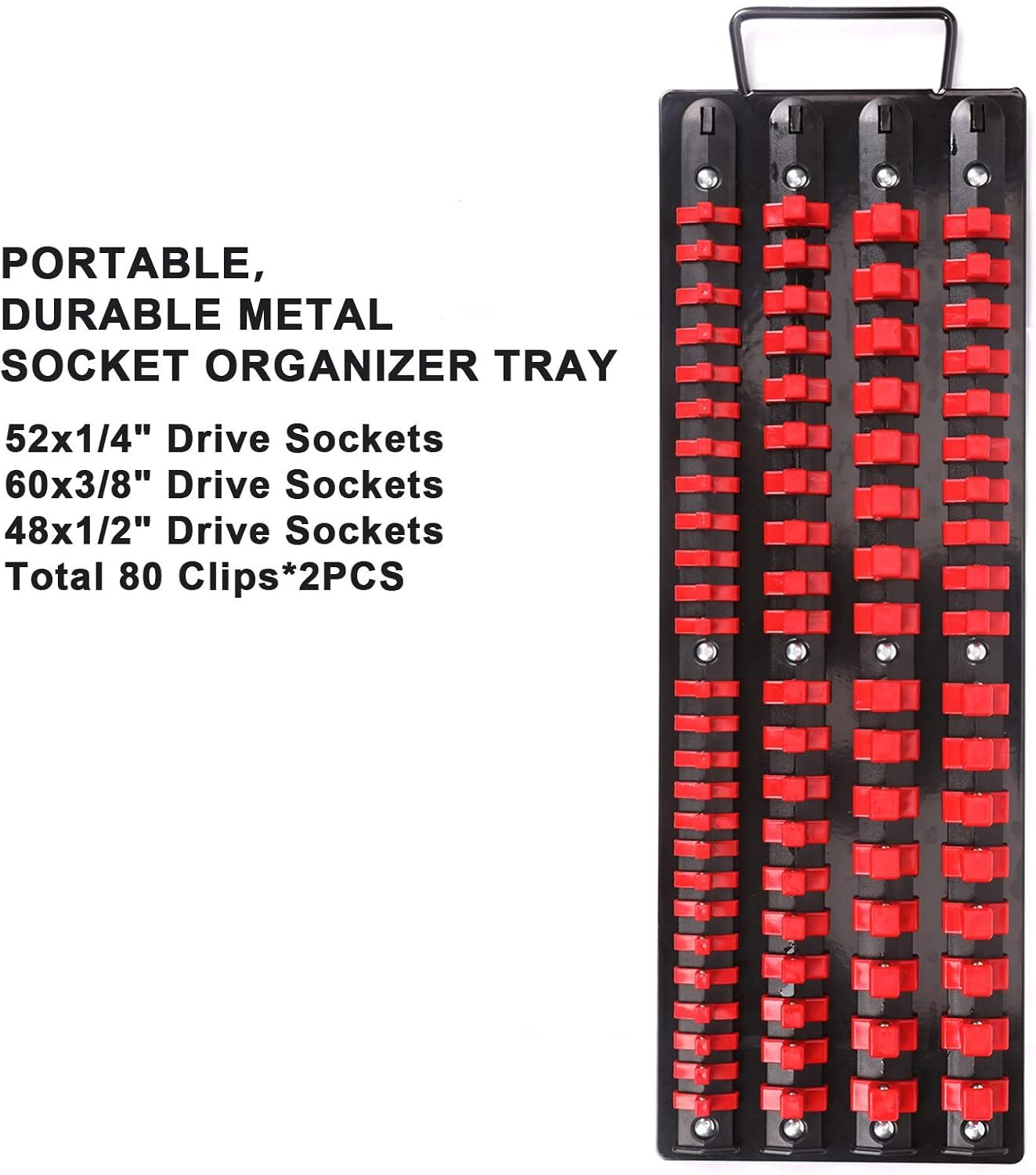 80 PCS Portable Socket Organizer Tray Blue & Red Tools Organizer 1/4"&3/8"&1/2" gallery