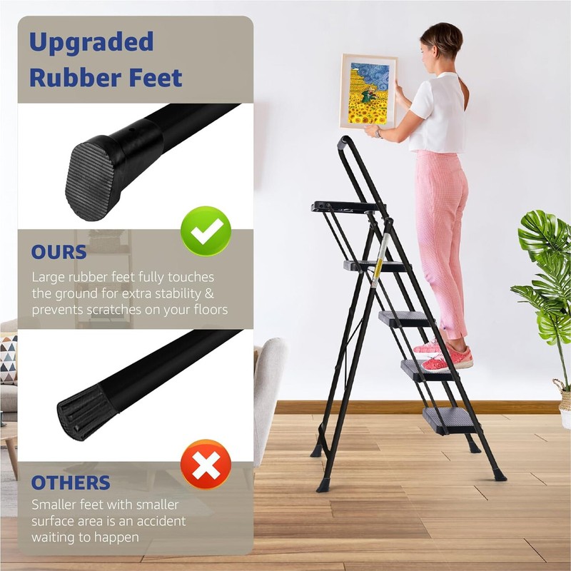 4 Step Folding Ladder with Tool Platform Non-Slip gallery