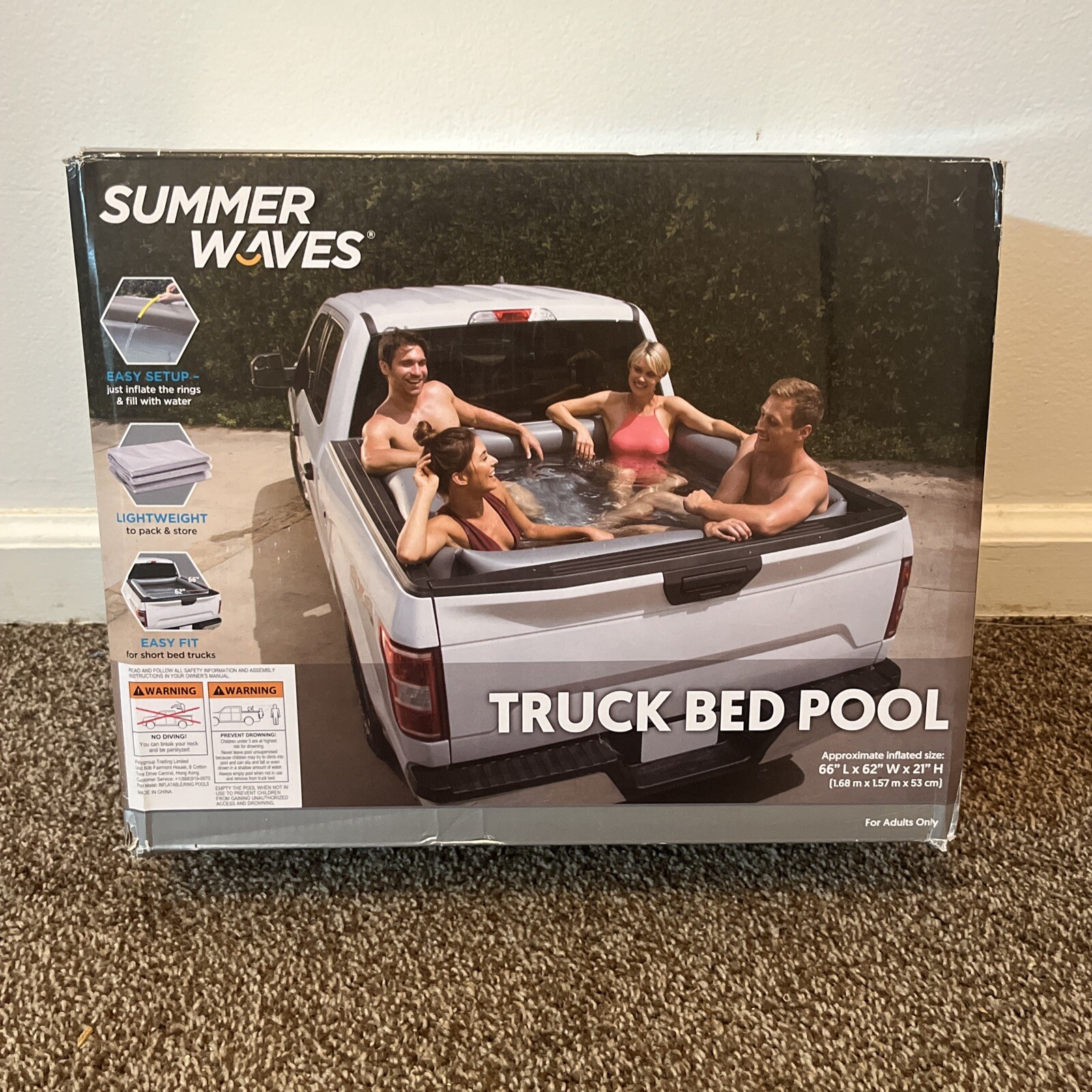 Summer Waves Inflatable Truck Bed Adult Swimming Pool Measures 66" x 62" x 21" gallery