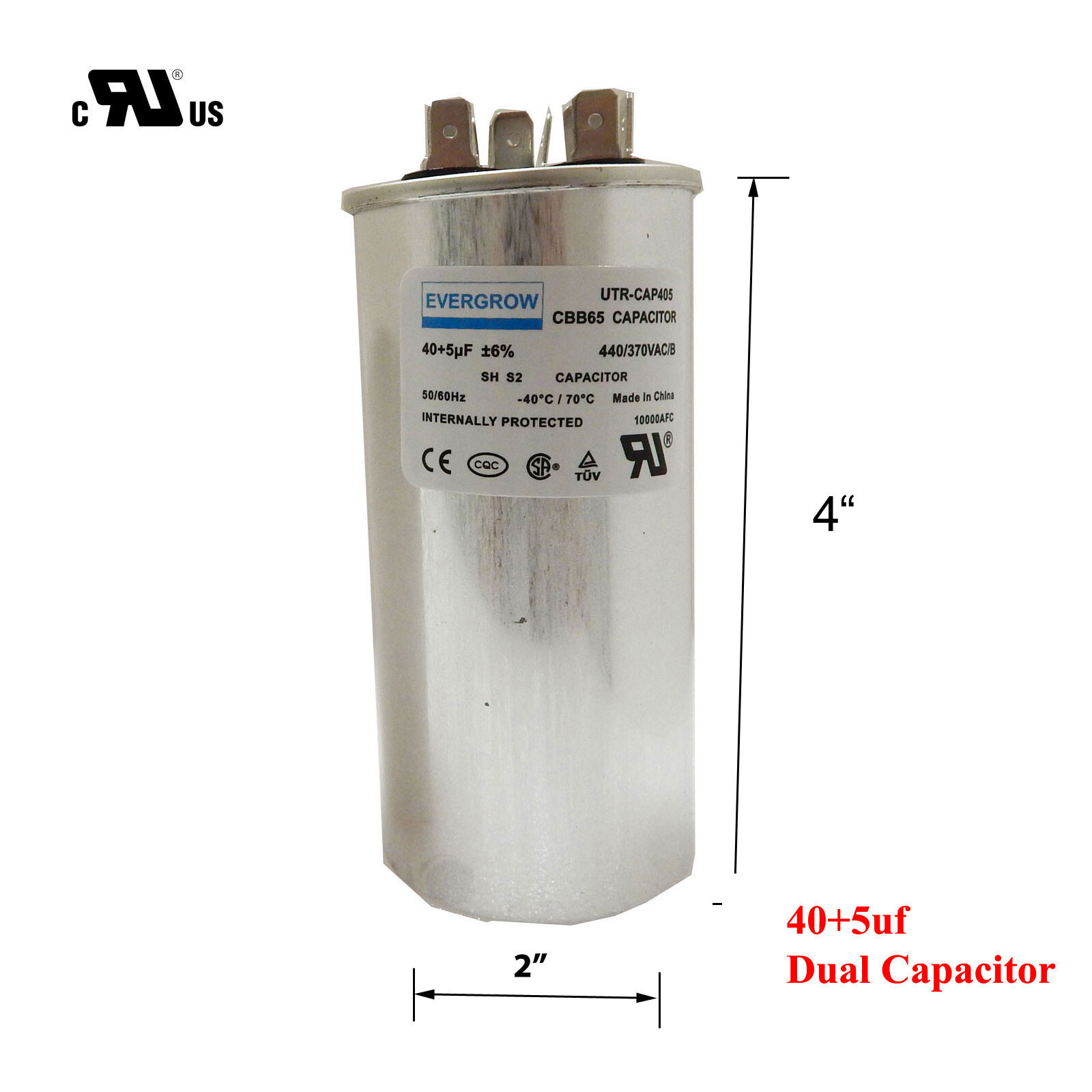 Goodman CAP050400440RTP - 40 + 5 uf / Mfd AmRad Round Dual Universal Capacitor gallery