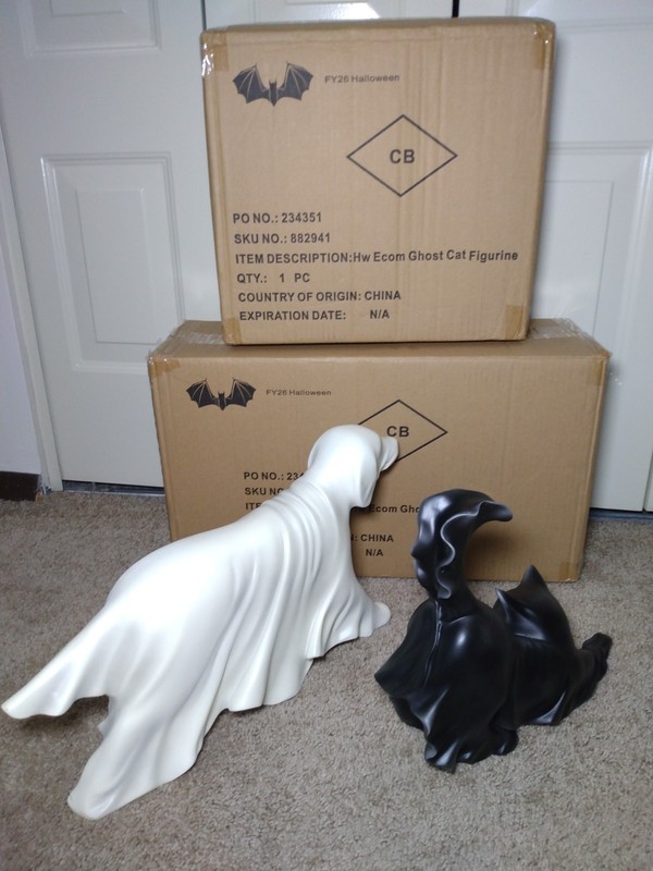 Cracker Barrel Halloween 12″ Ghost Cat AND 18″ Ghost Dog FIGURINE BUNDLE IN-HAND gallery