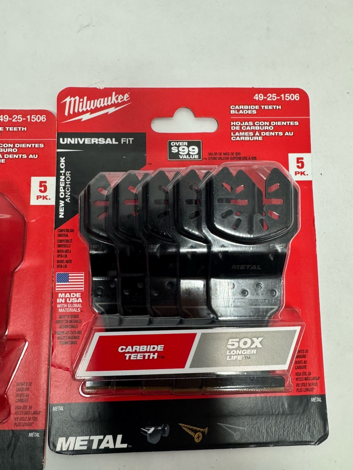 Milwaukee 49-25-1506 Oscillating Multi-Tool Metal Blade Kit - 5-Pack lot OF 2 gallery