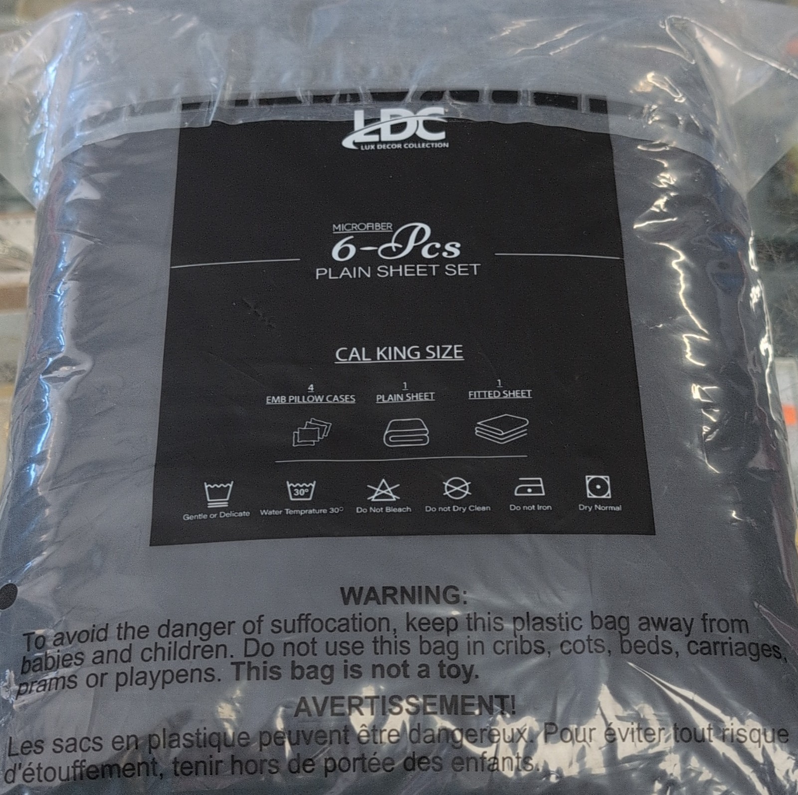Lux Decor Collection Microfiber Cal King Sheet Set Black Solid OEKO-TEX 6-Piece gallery