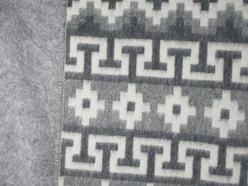 Tumi Alpaca Wool Blanket 52x63 in Gray Throw Southwestern Aztec Fringed Peru gallery