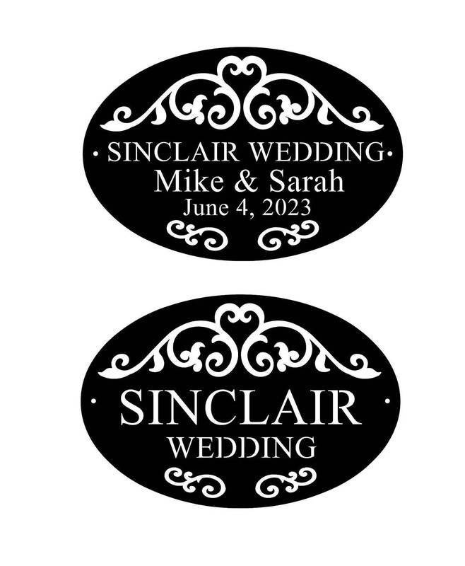 Stunning Scroll & Oval Name Number Plaque for Homes/ Weddings - Made in USA gallery