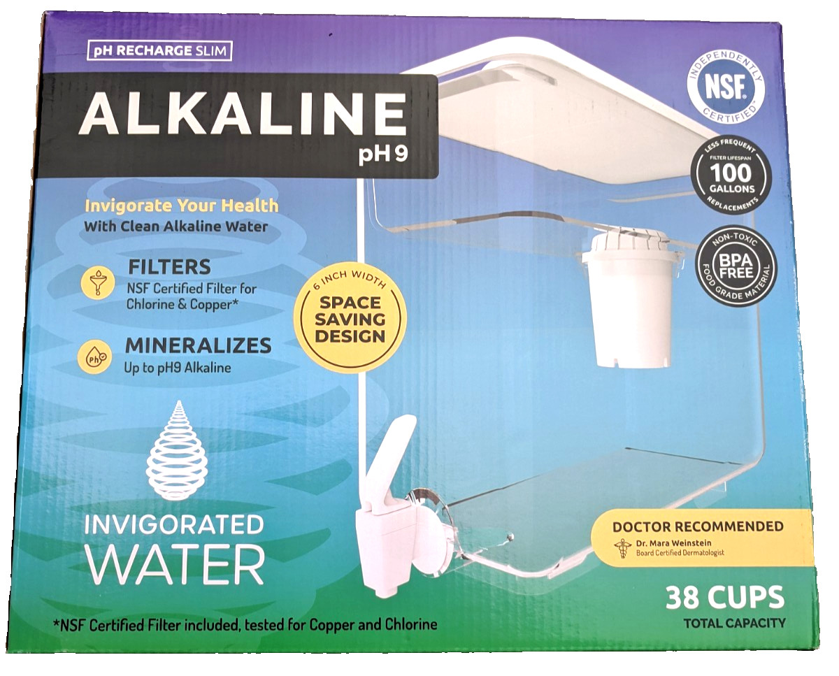 Invigorated Water Alkaline pH 9 Recharge Slim Water Pitcher 1F 30 Cups 2.5 Gal gallery