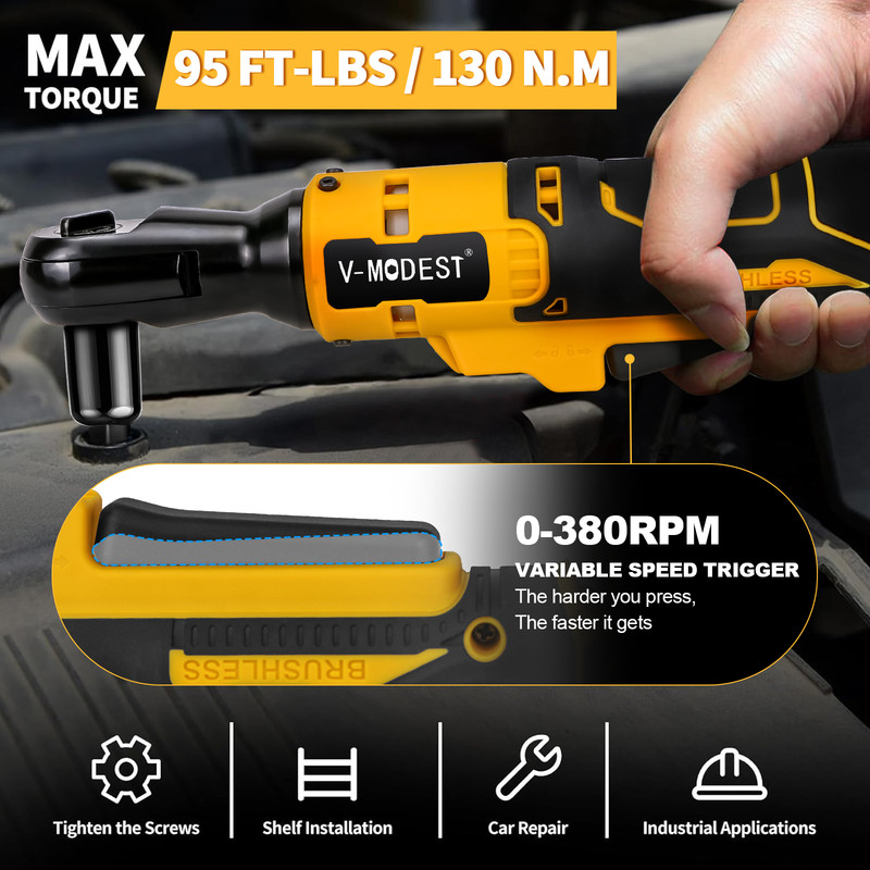 Compatible Dewalt 20V Max Brushless Cordless 1/2" & 3/8" Ratchet Wrench 95Ft-lbs gallery
